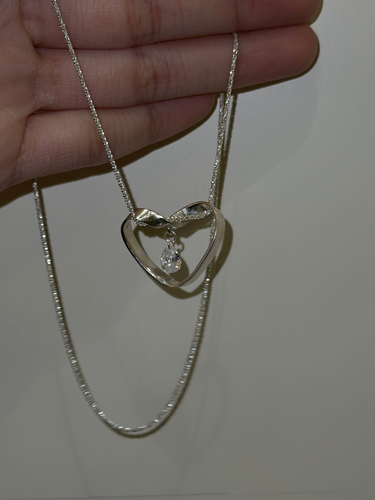 Forever Love Heart Crystal Silver Necklace