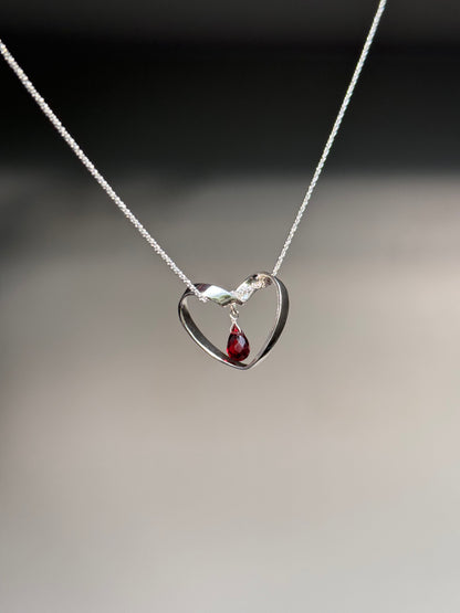 Forever Love Heart Crystal Silver Necklace