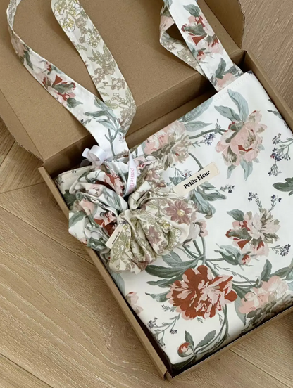 French Floral Print Canvas Doubleface Shoulder Bag