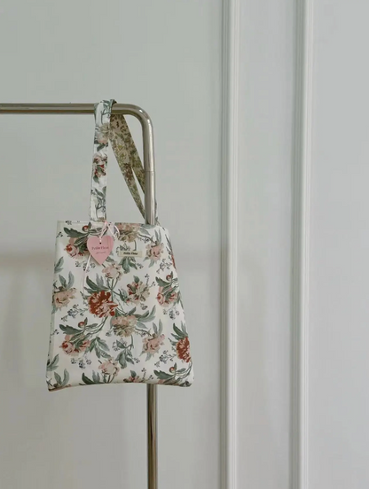 French Floral Print Canvas Doubleface Shoulder Bag