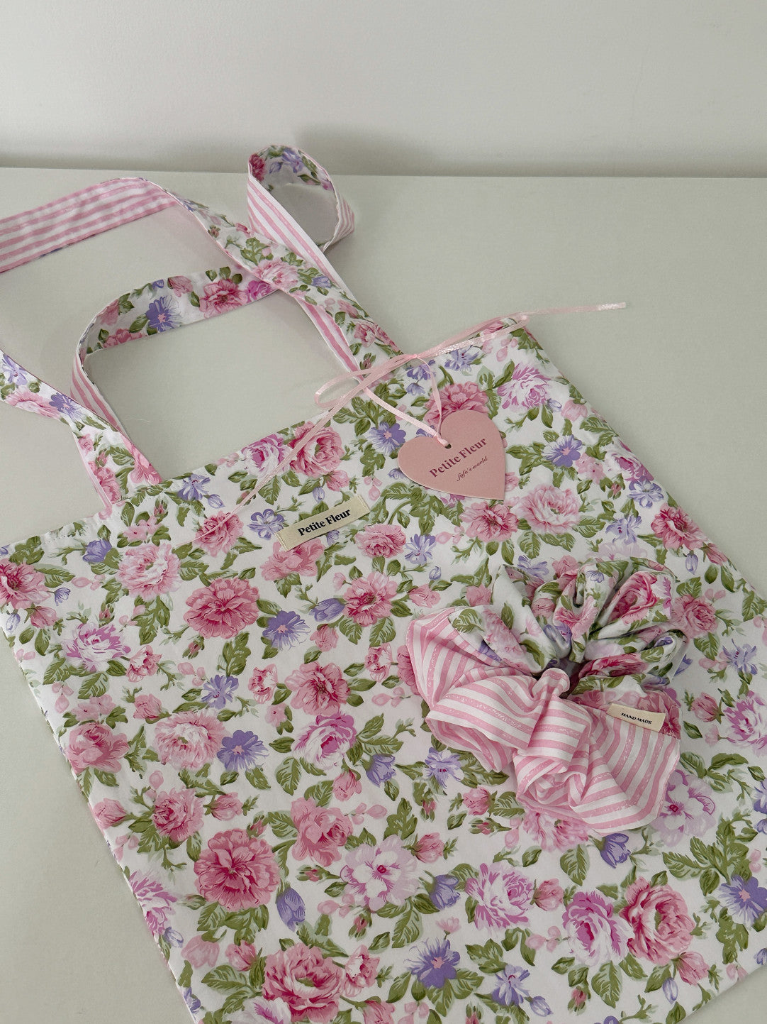 French Floral Print Canvas Doubleface Shoulder Bag