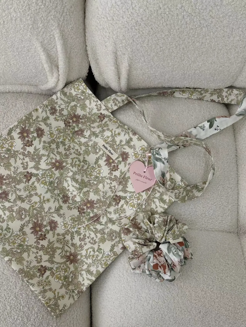 French Floral Print Canvas Doubleface Shoulder Bag