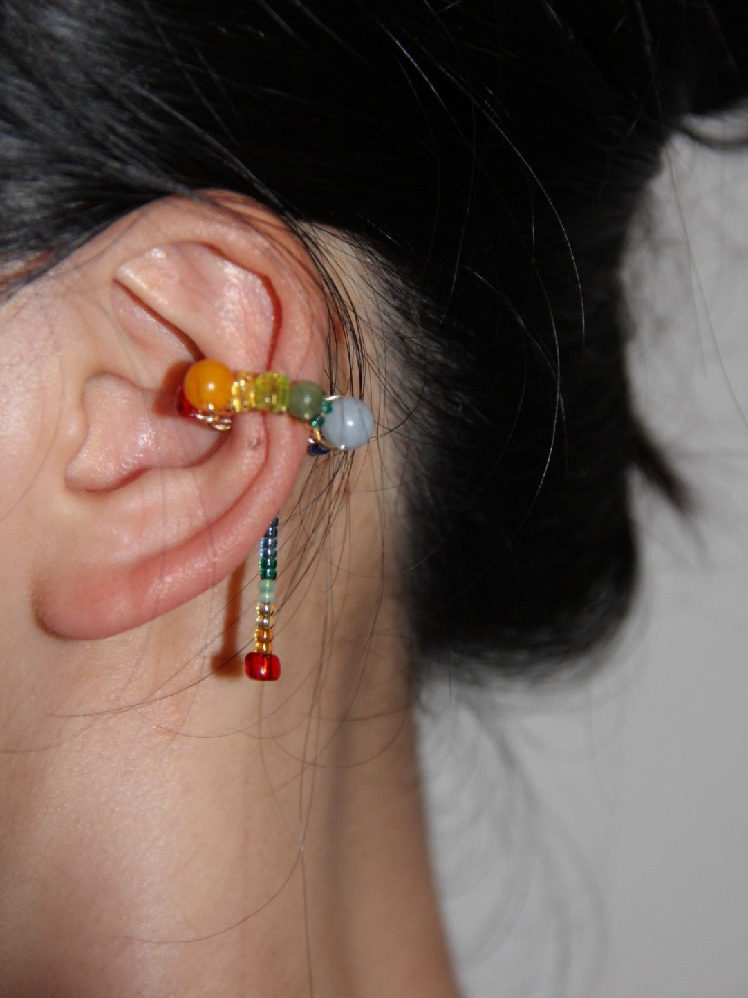 Funny Rainbow Beaded Asymmetry Earrings