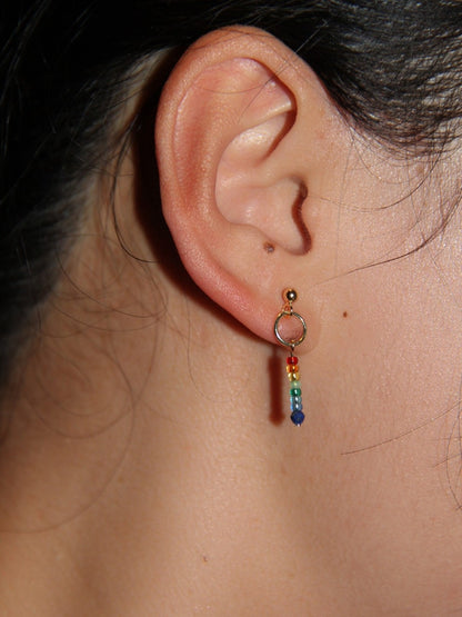 Funny Rainbow Beaded Asymmetry Earrings