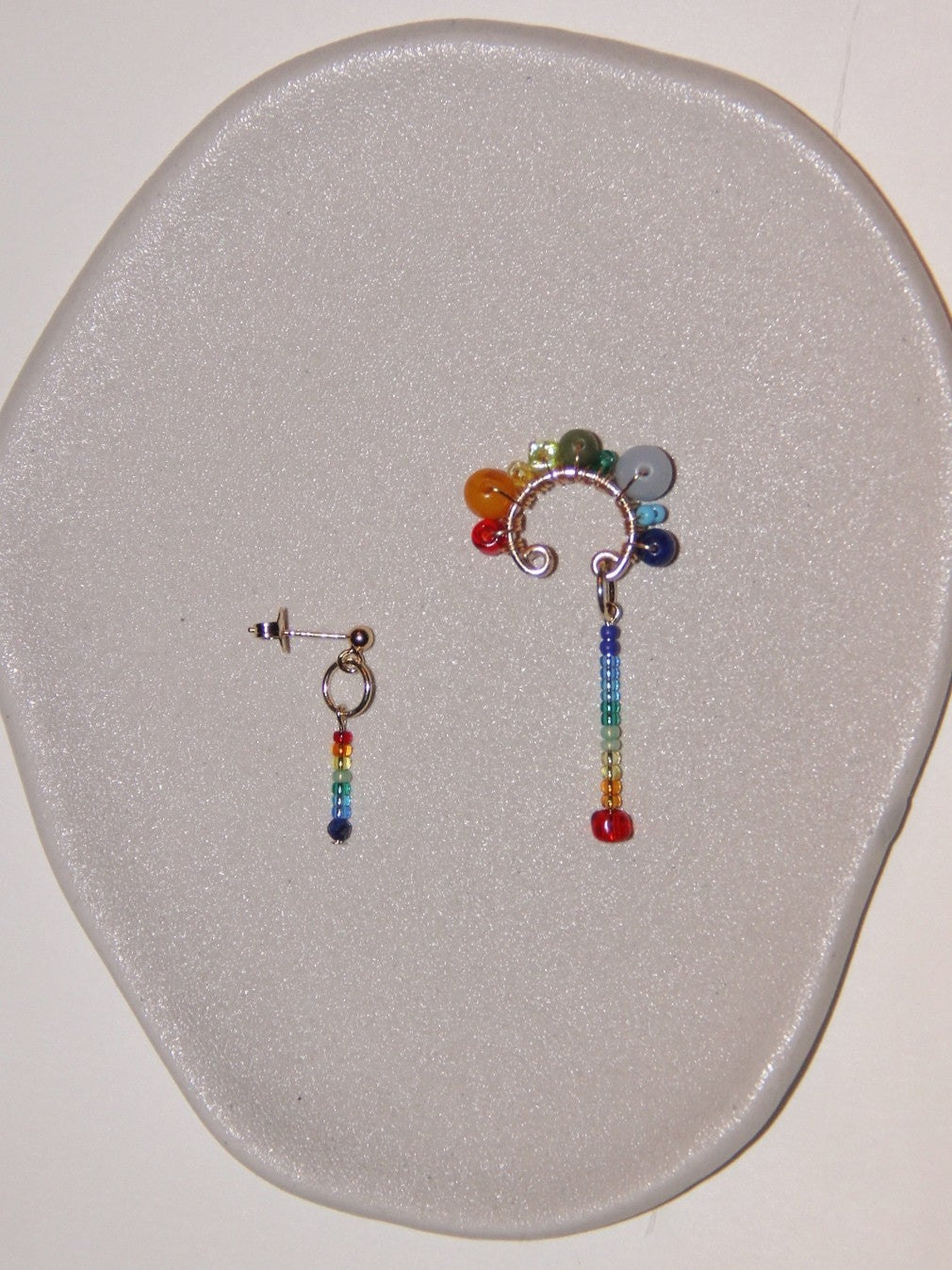 Funny Rainbow Beaded Asymmetry Earrings