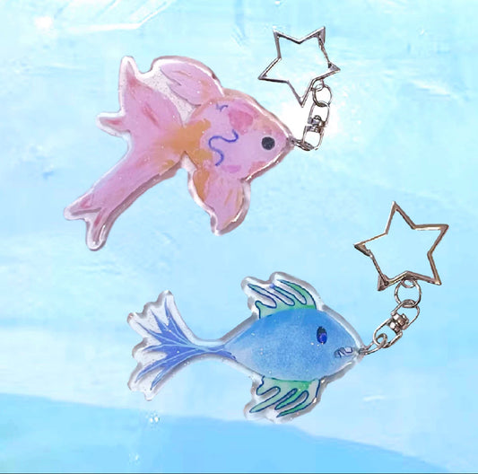 Glittery Resin Cute Fish Keychain