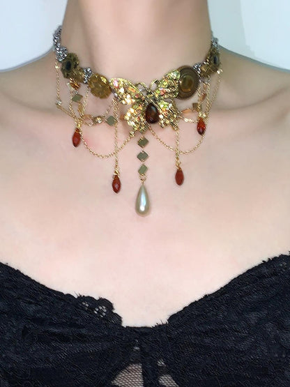 Golden Butterfly Tassel Choker