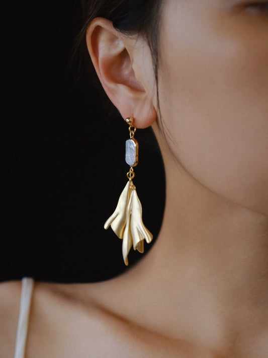 Golden Fishtail Drop Earrings