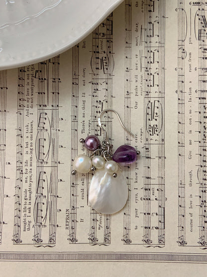 Grape Shell Beaded Earrings