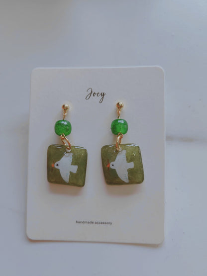 Flying Bird Shrink Plastic Earring