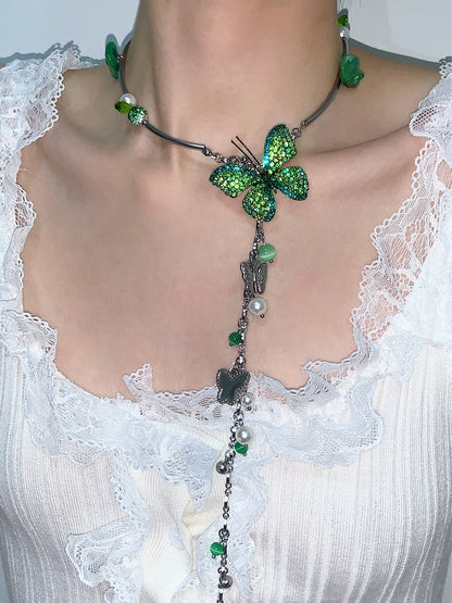 Green Forest Butterfly Necklace