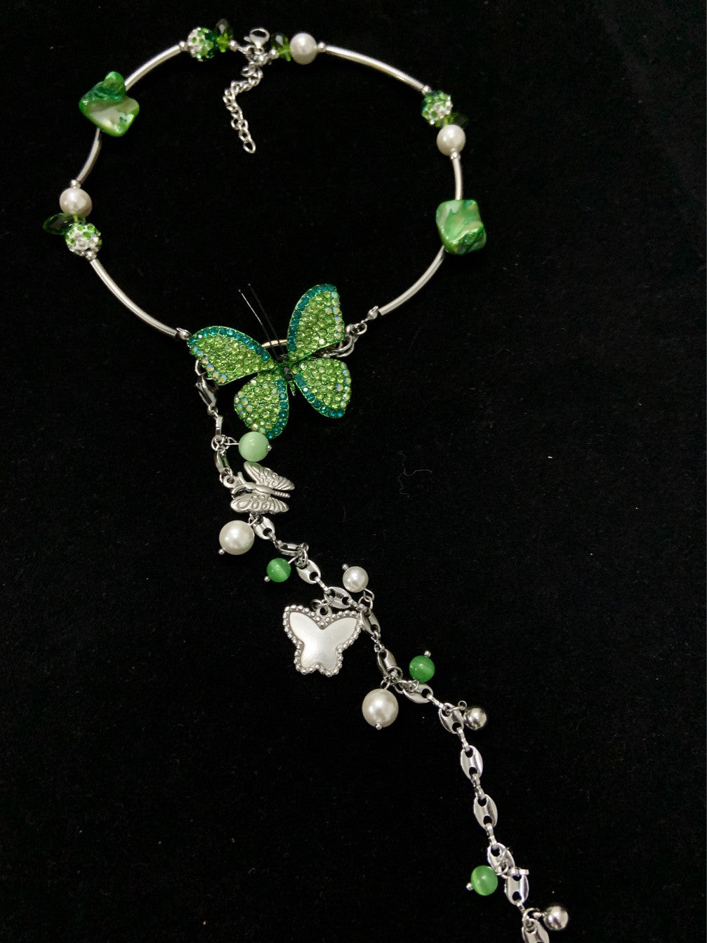 Green Forest Butterfly Necklace