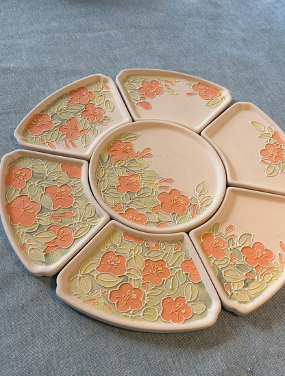 Hand-Painted Floral Ceramic Plate Set