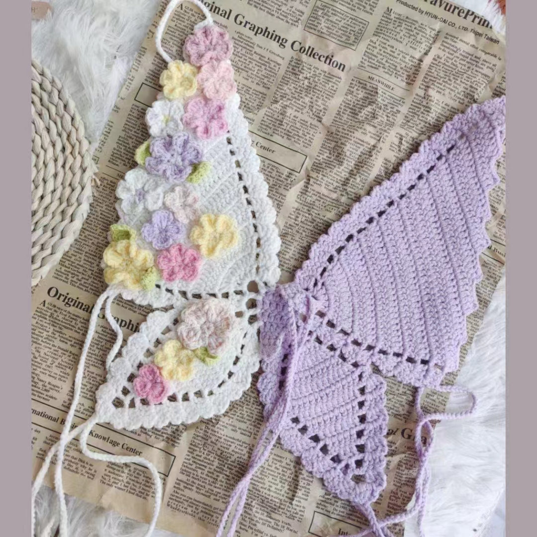 Handmade Crochet Flower Butterfly Crop Top