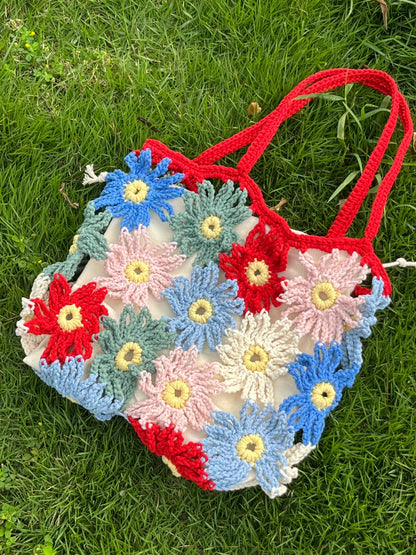 Handmade Crochet Flower Shoulder Bag