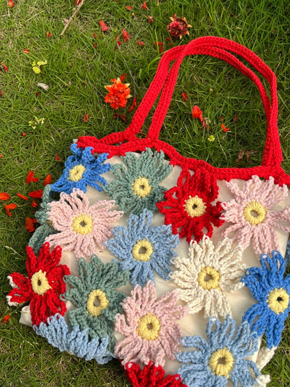 Handmade Crochet Flower Shoulder Bag