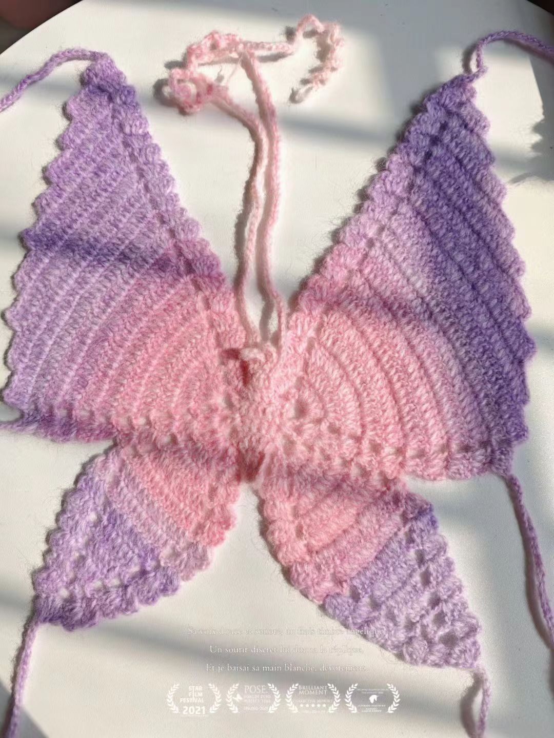 Handmade Crochet Ombre Butterfly Crop Top