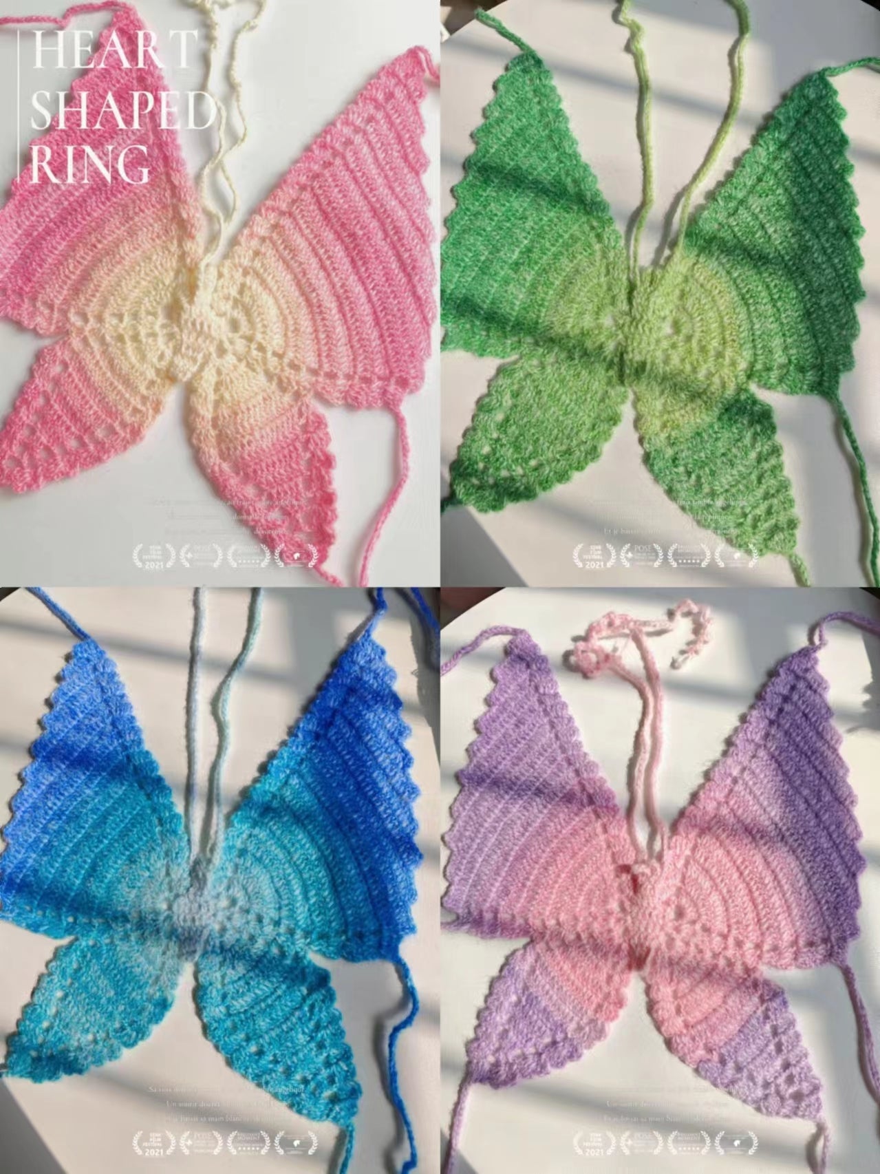 Handmade Crochet Ombre Butterfly Crop Top