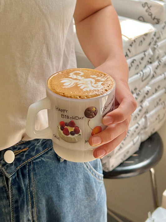 Happy Snack-Themed Glass Mug