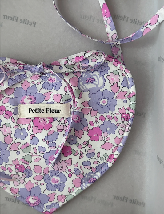 Heart Shape Purple Floral Mini Crossbody Bag