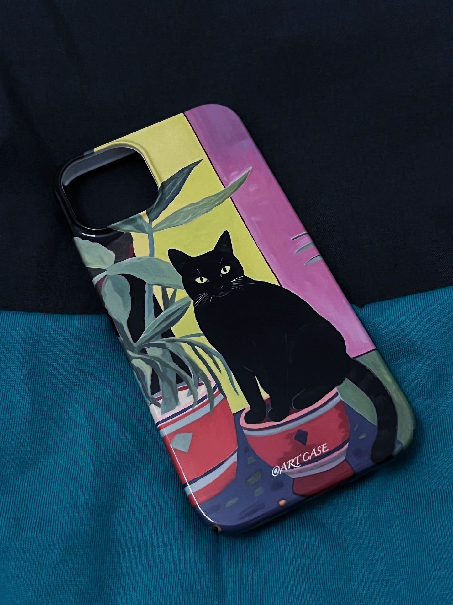 Black Cat Printed Double Layer Phone Case