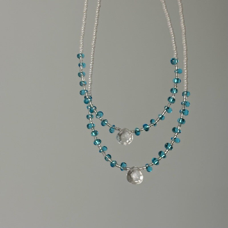 Icy Blue Coastal Vacation Necklace