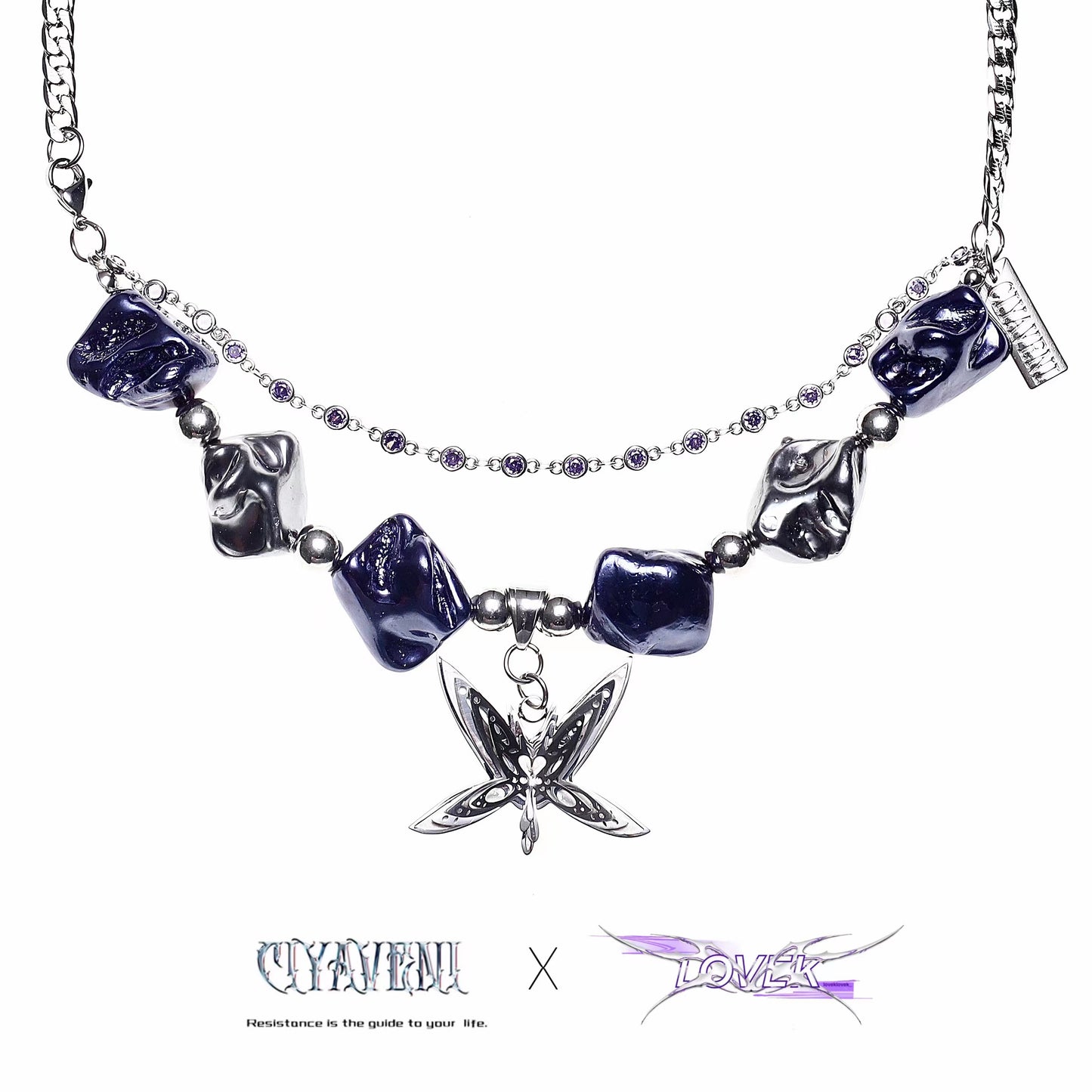 Irregular Metal Butterfly Charm Necklace