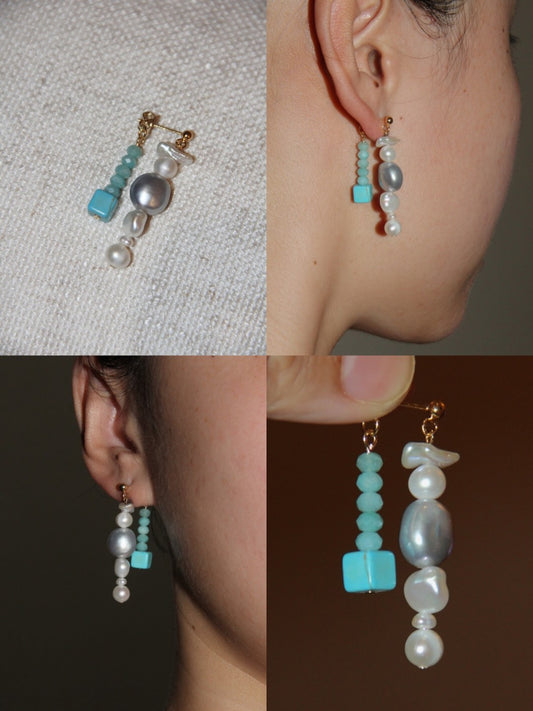 Melting Glaciers Pearl Beaded Drop Earrings