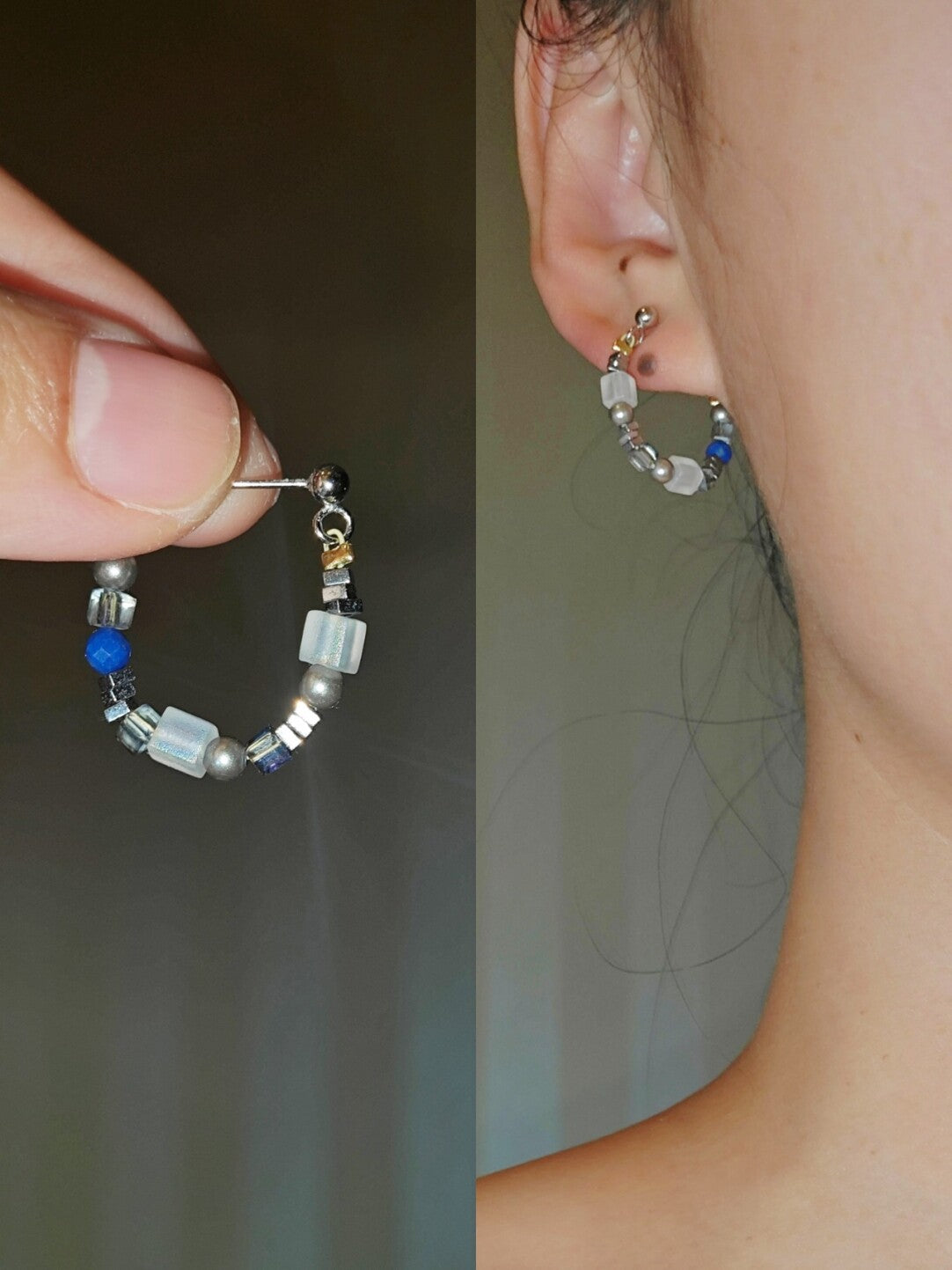 Metallic Minimalist Beaded Earring