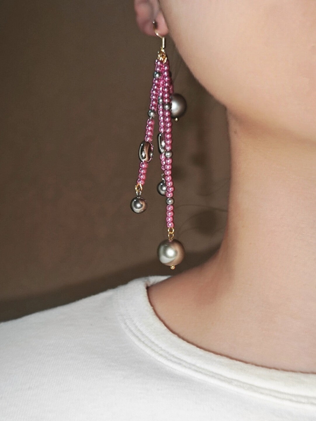 Metallic Pink Firework Irregular Earring