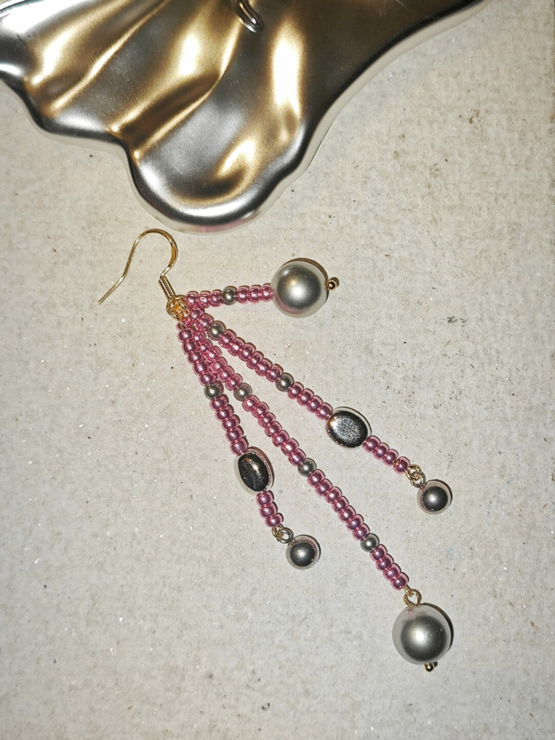 Metallic Pink Firework Irregular Earring