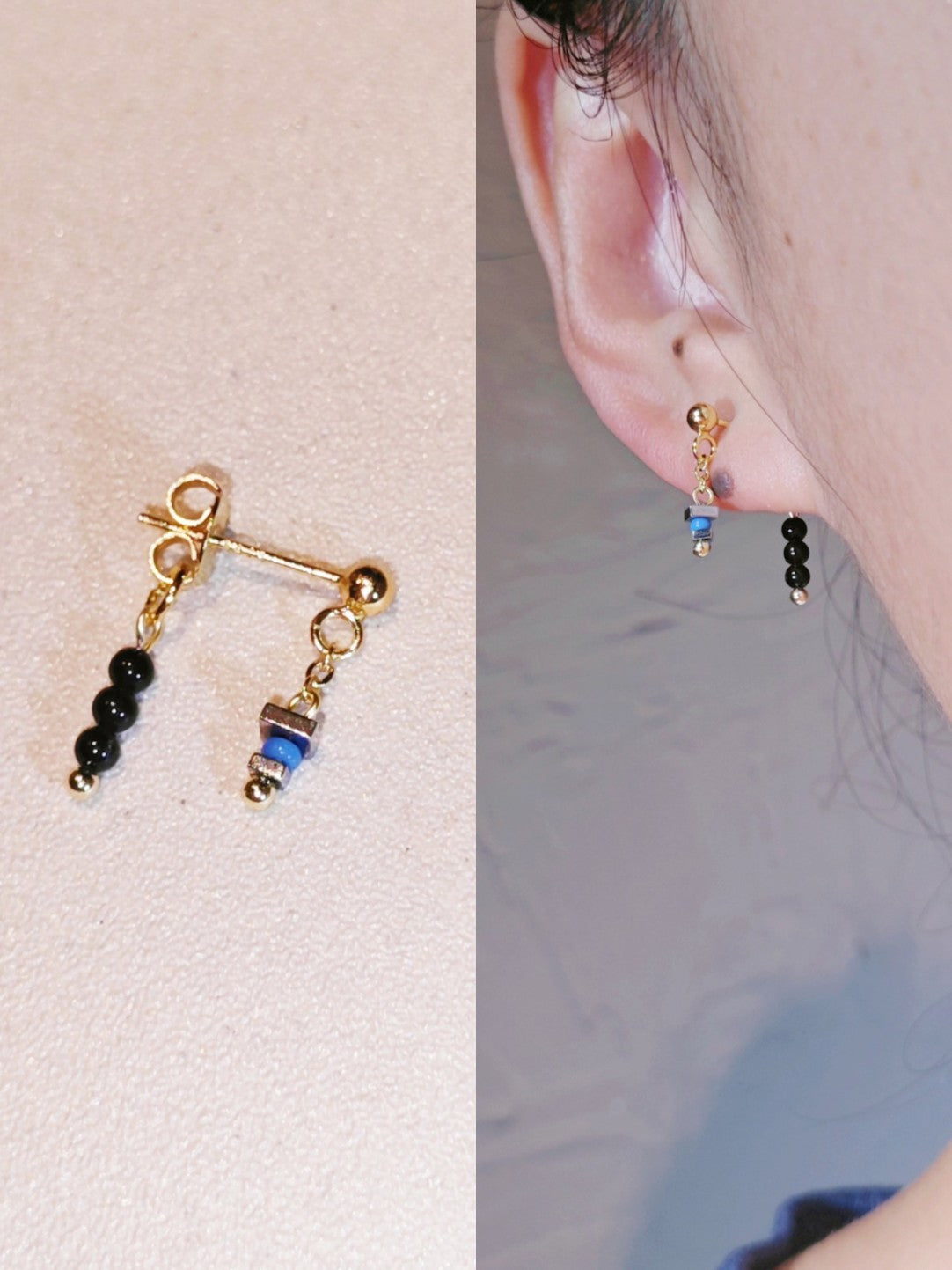 Mini Blue Black Earrings