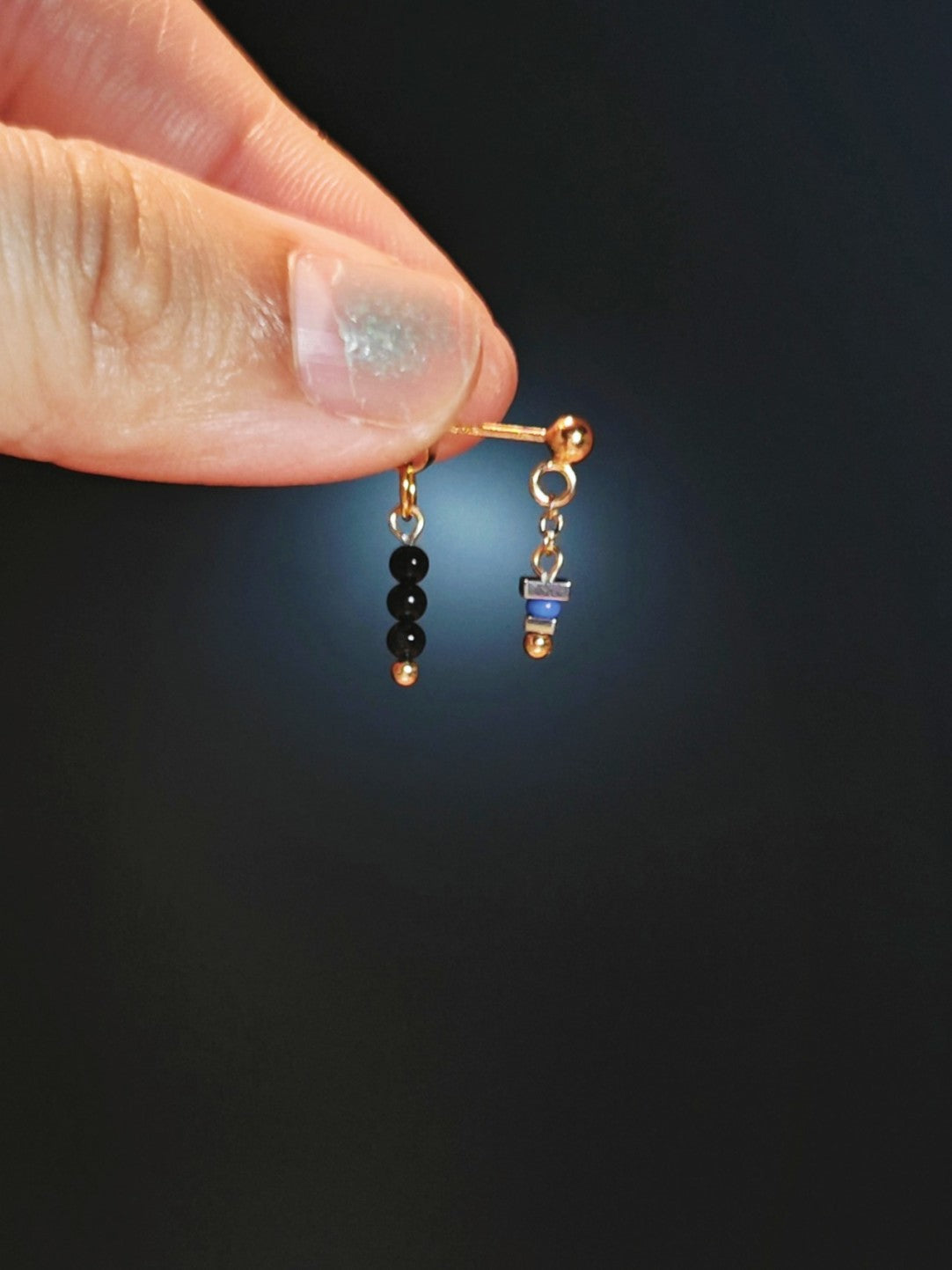 Mini Blue Black Earrings