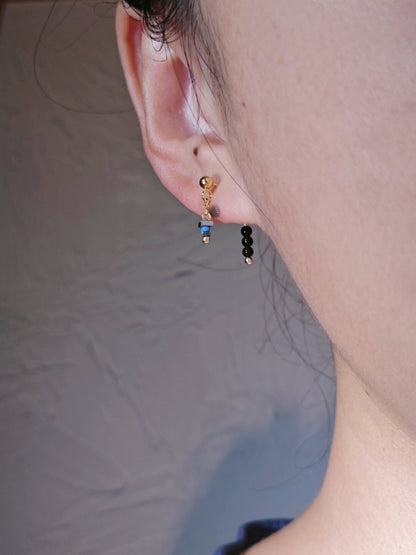 Mini Blue Black Earrings