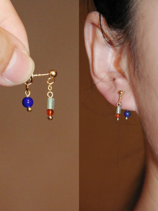 Mini Blue Red Earrings