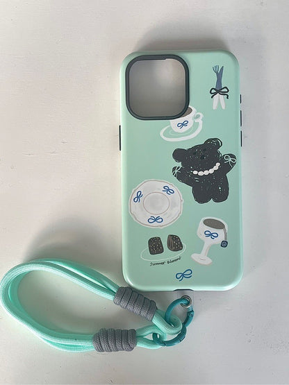 Mint Bear Printed Phone Case