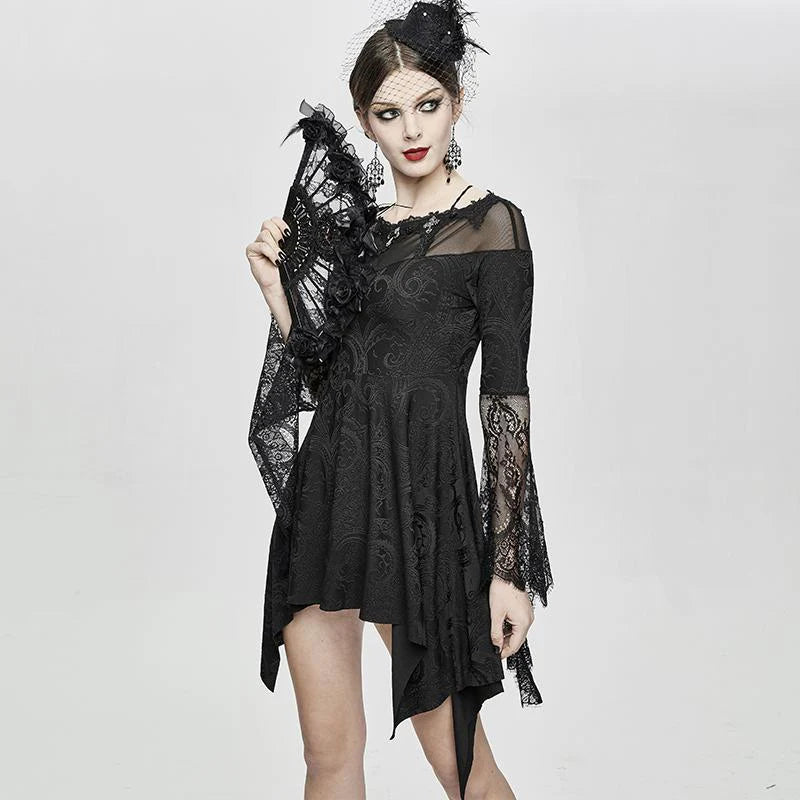 'Morticia' Gothic Knitted Lace Dress