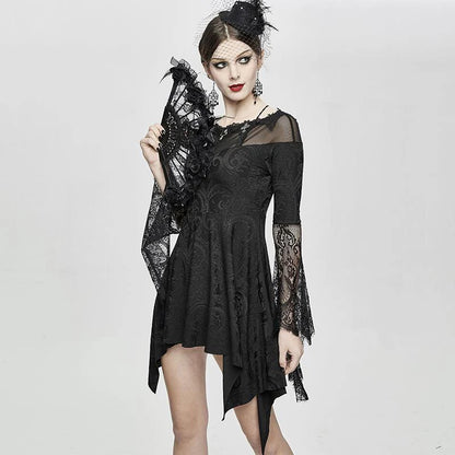 'Morticia' Gothic Knitted Lace Dress