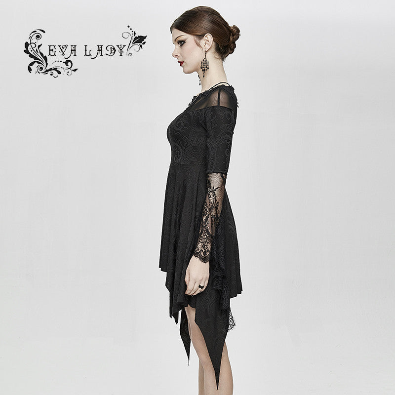 'Morticia' Gothic Knitted Lace Dress