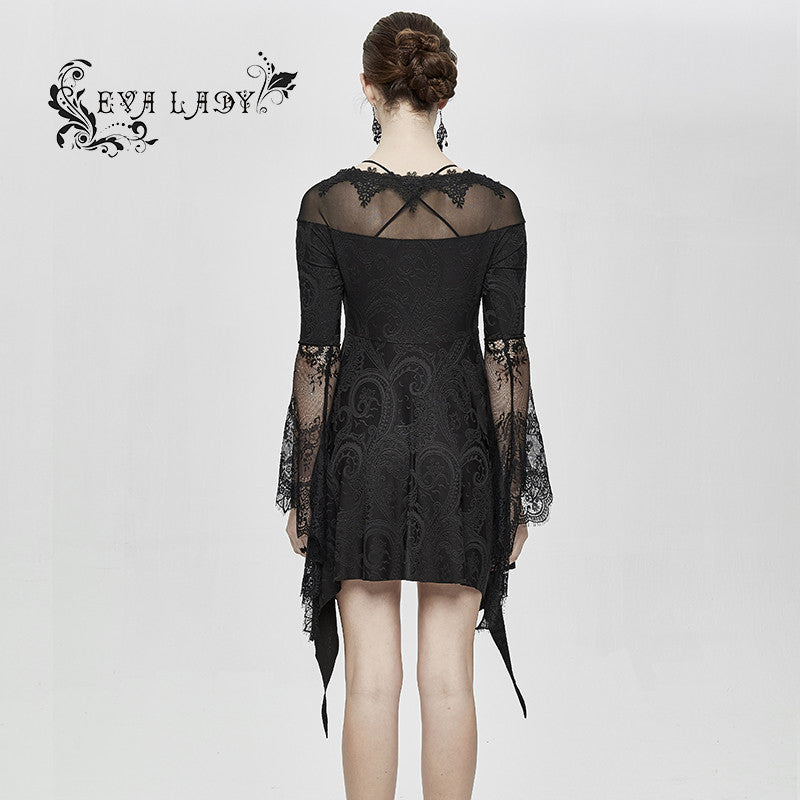 'Morticia' Gothic Knitted Lace Dress