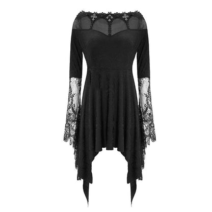 'Morticia' Gothic Knitted Lace Dress