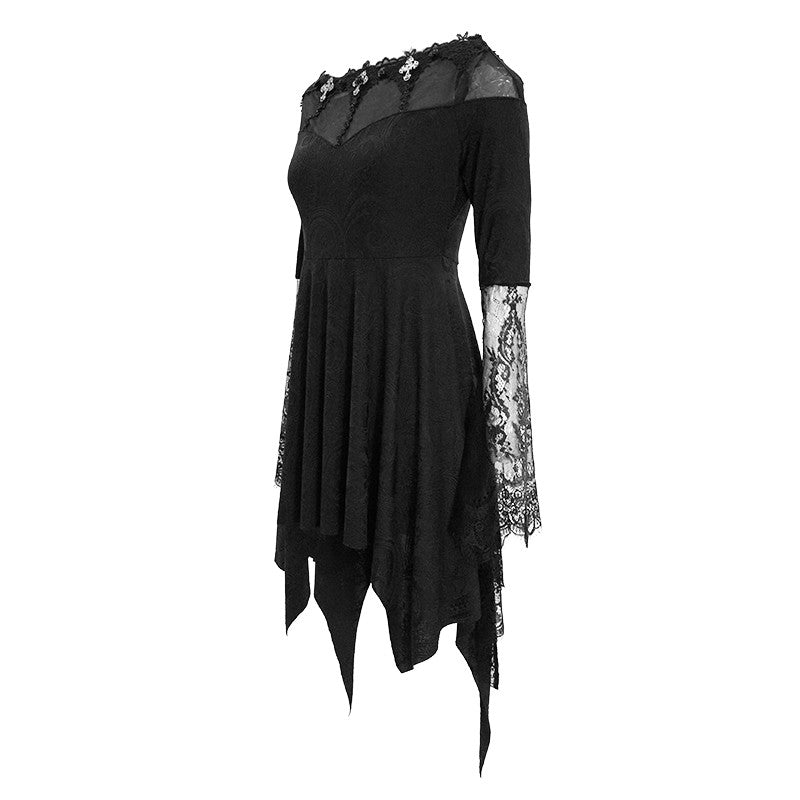 'Morticia' Gothic Knitted Lace Dress