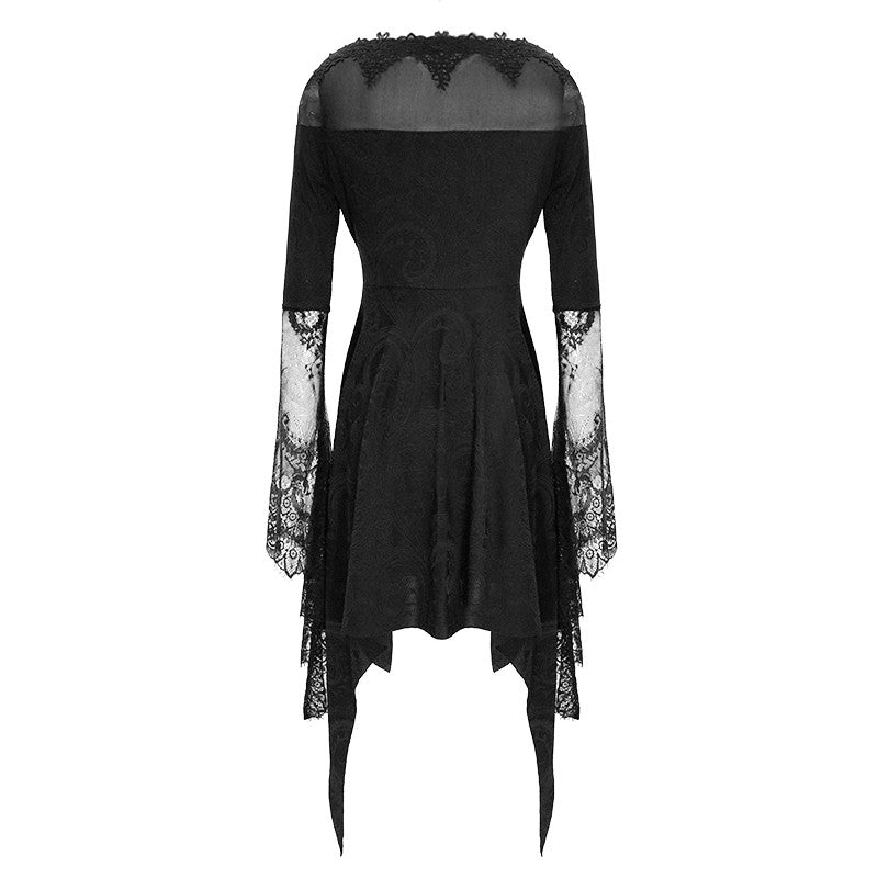 'Morticia' Gothic Knitted Lace Dress