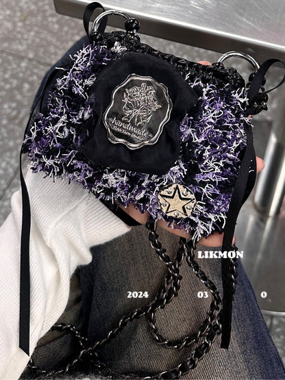 Nightingale Purple Crochet Crossbody Bag