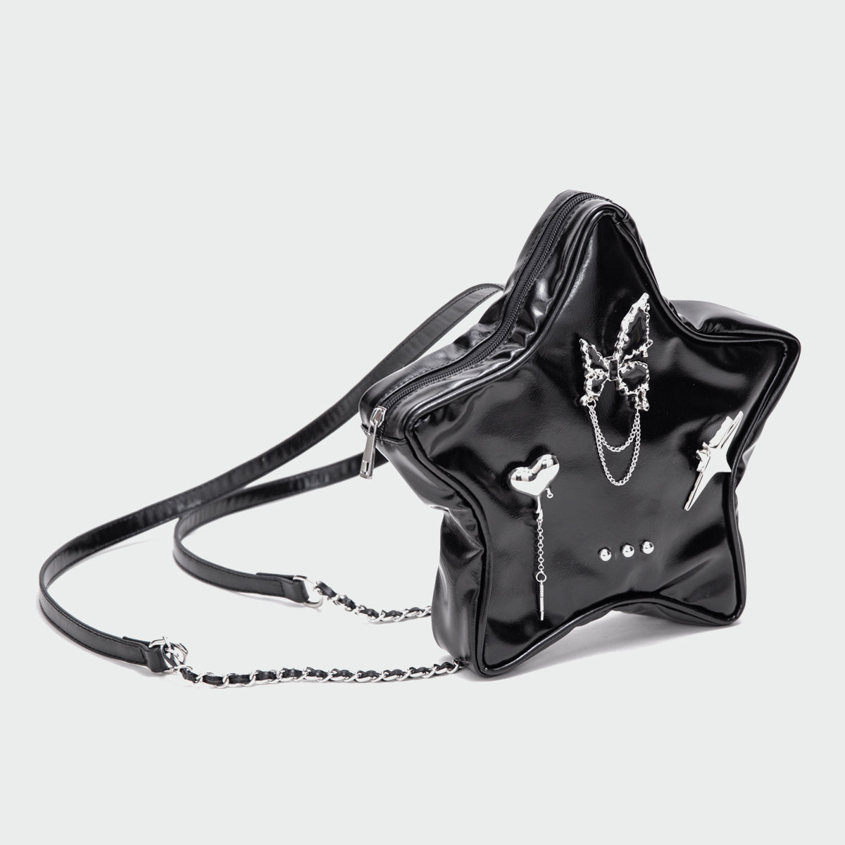 Y2K Black Leather Studded Bag