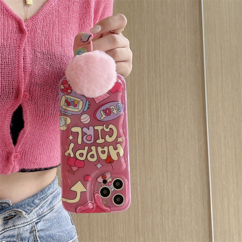 Pink happy girl phone case | iPhone Case | Three Fleas