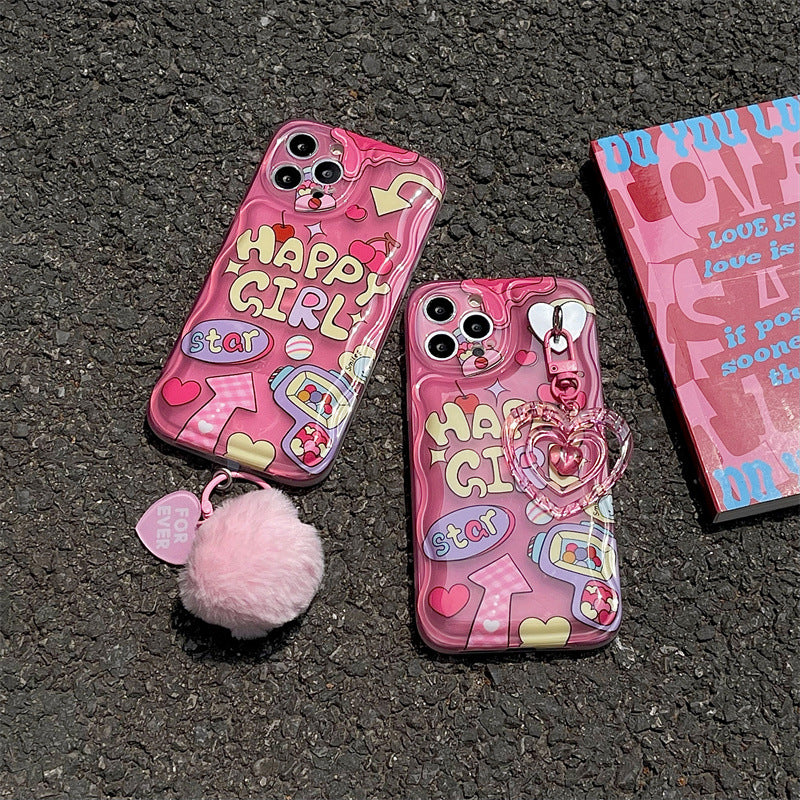 Pink happy girl phone case | iPhone Case | Three Fleas