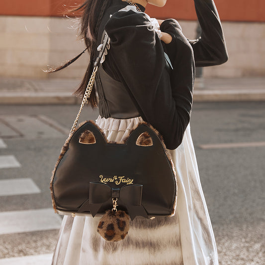 Cat Ear Shape Fluffy Shoulder Chain Bag