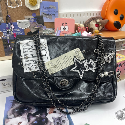 Star Collage Pin Vintage Chain Shoulder Bag