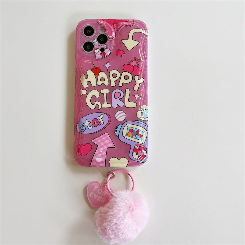 Pink happy girl phone case | iPhone Case | Three Fleas